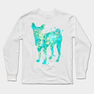 Basenji Dog Watercolor Painting Long Sleeve T-Shirt